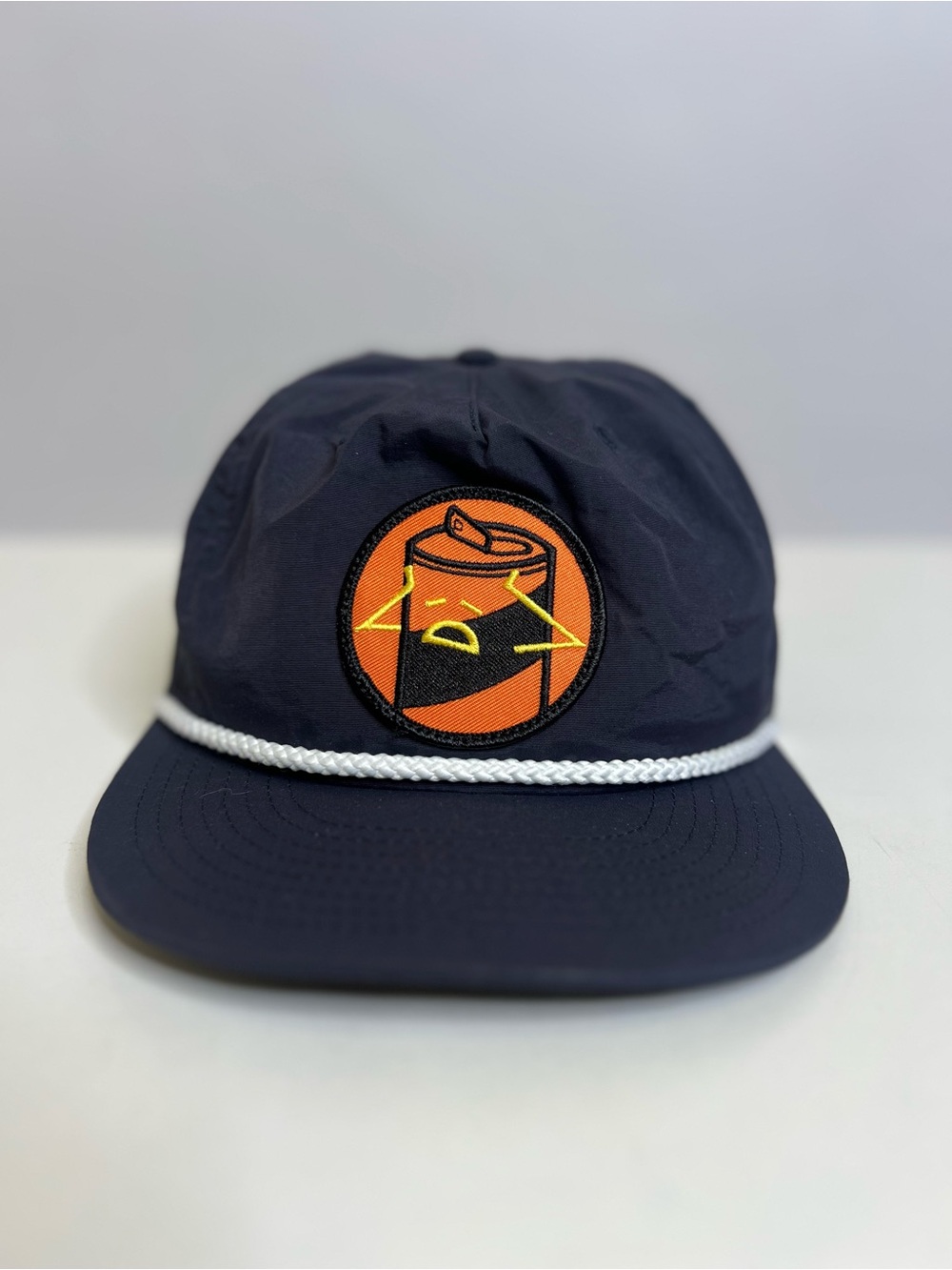 Latchkey Navy Rope-Trim Cap with Orange Can Patch